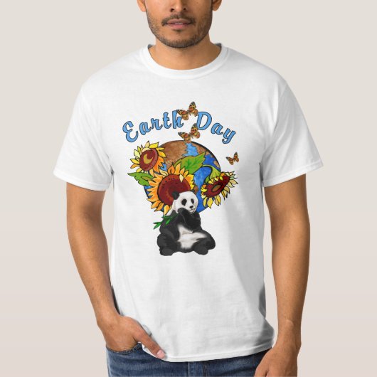 Een zonnebloem en Panda Aarde T-shirt (Voorkant)