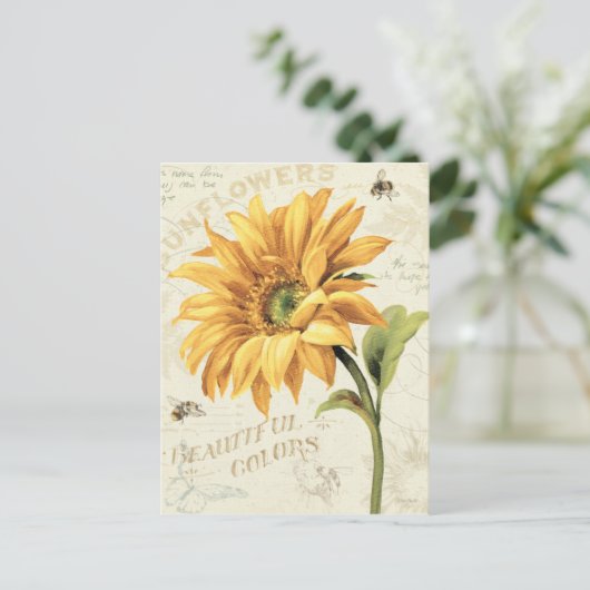 Een zonnebloem in volbloei briefkaart (Staand voorkant)