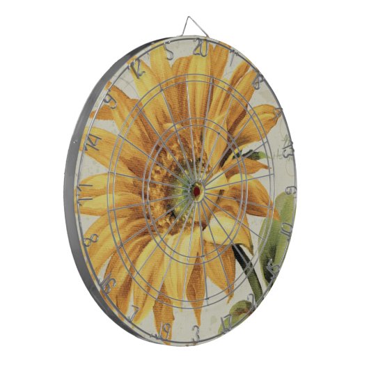 Een zonnebloem in volbloei dartbord (Voorkant Links)