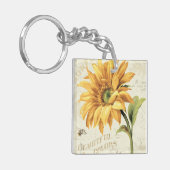 Een zonnebloem in volbloei sleutelhanger (Voorkant Links)