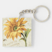 Een zonnebloem in volbloei sleutelhanger (Achterkant)