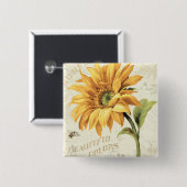 Een zonnebloem in volbloei vierkante button 5,1 cm (Voorkant /achterkant)