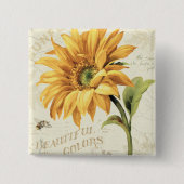 Een zonnebloem in volbloei vierkante button 5,1 cm (Voorkant)