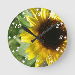Een zonnebloem ronde klok