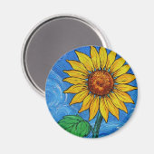 Een zonnebloemmagneet magneet (Voorkant / Achterkant)
