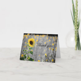 Een zonnebloempel in zwart-wit bedankkaart