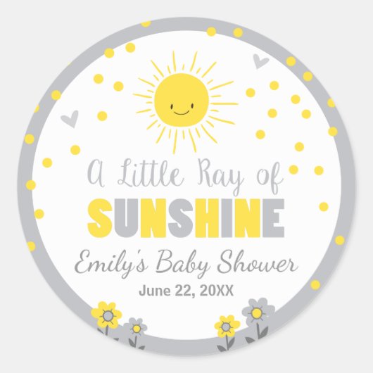 Een zonnestraal Baby shower Envelope Summer Ronde Sticker (Voorkant)