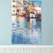 Een zonnige dag in de oude haven van Leontine Canvas Afdruk (Insitu (Houten vloer))