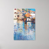 Een zonnige dag in de oude haven van Leontine Canvas Afdruk (Voorkant)