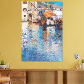 Een zonnige dag in de oude haven van Leontine Canvas Afdruk (Insitu (Woonkamer))