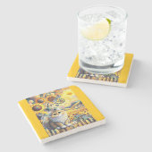 Een zonnige dag stenen onderzetter (Zijkant)