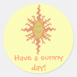 Een zonnige dag! Sunburst-Sticker Ronde Sticker