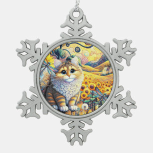 Een zonnige dag tin sneeuwvlok ornament