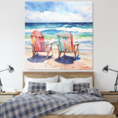 Een zonnige dag voor twee kleurrijke kust strand d canvas afdruk (Insitu (Slaapkamer))