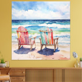 Een zonnige dag voor twee kleurrijke kust strand d canvas afdruk (Insitu (Woonkamer))