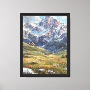 Een zonnige ochtend boven de hoogalpiene weide canvas afdruk