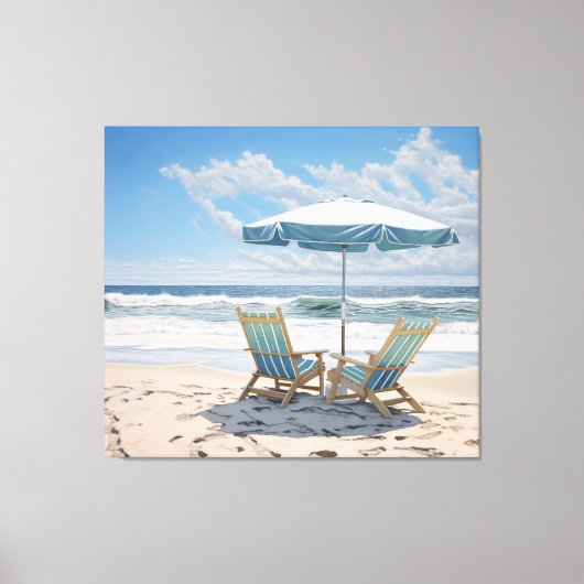 Een zonnige plek voor twee kleurrijke kuststranden canvas afdruk (Voorkant)