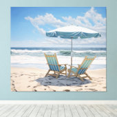 Een zonnige plek voor twee kleurrijke kuststranden canvas afdruk (Insitu (Houten vloer))