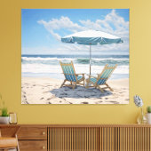 Een zonnige plek voor twee kleurrijke kuststranden canvas afdruk (Insitu (Woonkamer))