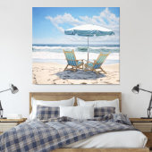 Een zonnige plek voor twee kleurrijke kuststranden canvas afdruk (Insitu (Slaapkamer))