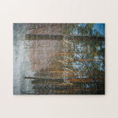 Een zonnige winterdag in het dennenbos legpuzzel (Horizontaal)