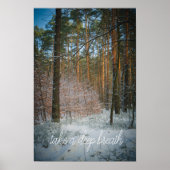 Een zonnige winterdag in het dennenbos poster (Voorkant)