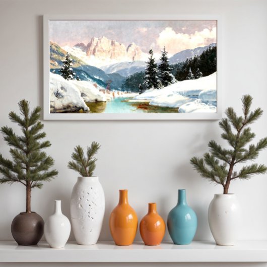 Een zonnige winterdag met een Uitzicht van de dolo Poster