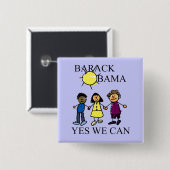 EEN ZONNY DAG MET OBAMA VIERKANTE BUTTON 5,1 CM (Voorkant /achterkant)