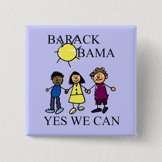 EEN ZONNY DAG MET OBAMA VIERKANTE BUTTON 5,1 CM (Voorkant)