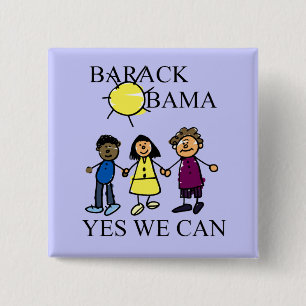 EEN ZONNY DAG MET OBAMA VIERKANTE BUTTON 5,1 CM