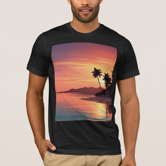 Een zonsondergang op het strand t-shirt (Voorkant)