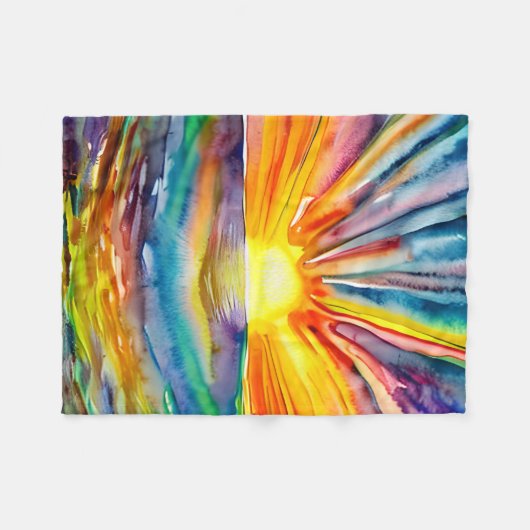 Een  zonsondergang over de waterreflectie fleece deken (Voorkant (Horizontaal))