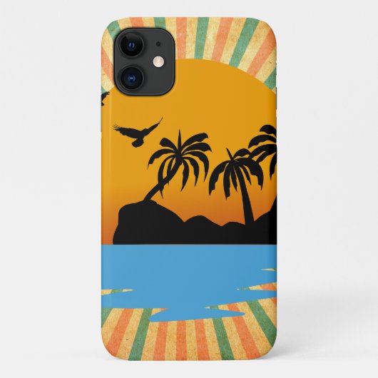 Een zonsondergang retro met cocunute boom Case-Mate iPhone case (Achterkant)