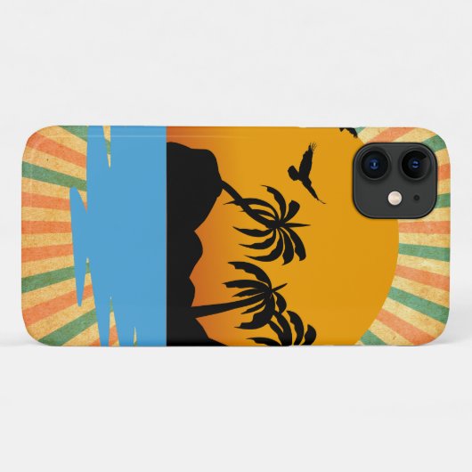 Een zonsondergang retro met cocunute boom Case-Mate iPhone case (Achterkant (horizontaal))