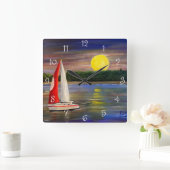 Een zonsondergang van Gary Poling Vierkante Klok (Huis)