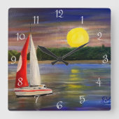 Een zonsondergang van Gary Poling Vierkante Klok (Voorkant)