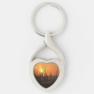 Een zonsopgang Silhouette, persoonlijk Oranje zwar Sleutelhanger