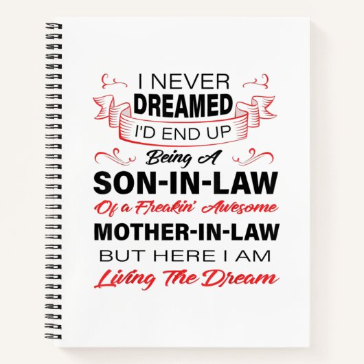 Een zoon zijn in de wet die je zoon geeft notitieboek (Voorkant)