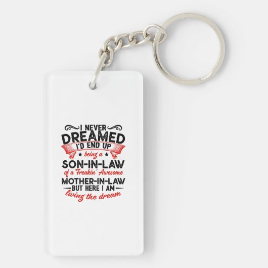 Een zoon zijn in de wet die je zoon geeft sleutelhanger (achterkant)