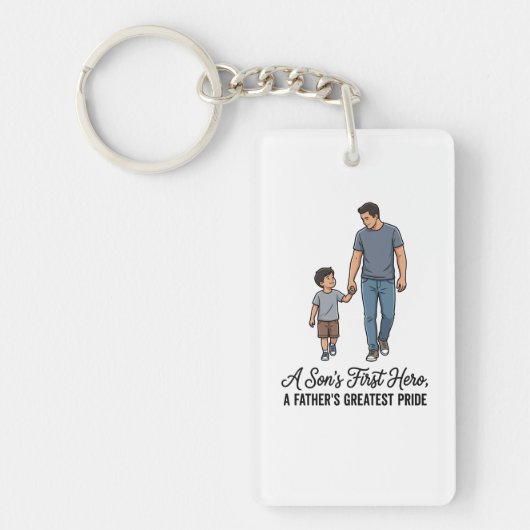 Een Zoon's Eerste Held Vader Sweatshirt Sleutelhanger (Voorkant)