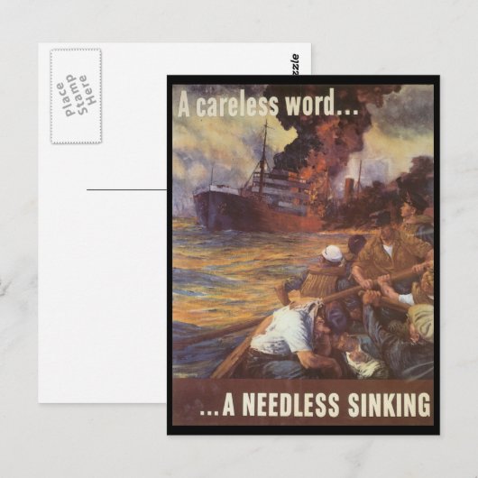 Een zorgeloos woord over de Tweede Wereldoorlog Briefkaart (Voorkant / Achterkant)