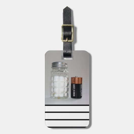 Een zout en batterij bagagelabel (Voorkant verticaal)