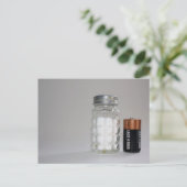 Een zout en batterij briefkaart (Staand voorkant)