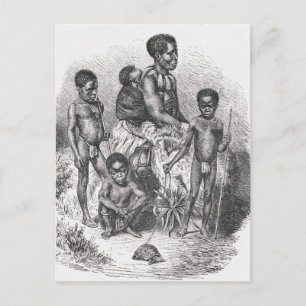 Een Zulu familie uit de geschiedenis van de menshe Briefkaart