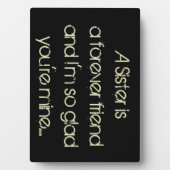 Een zuster is een Forever Friend Plaque Fotoplaat (voorkant)