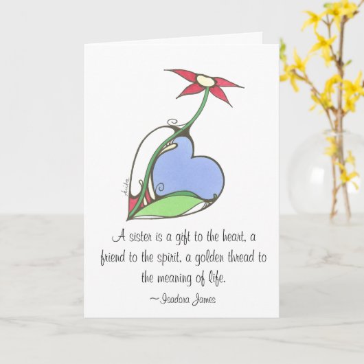 Een zuster is een gift aan het hart… kaart (Gele Bloem)