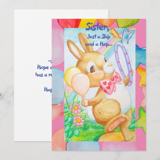 Een zuster's Birthday Greetings Card (Voorkant / Achterkant)