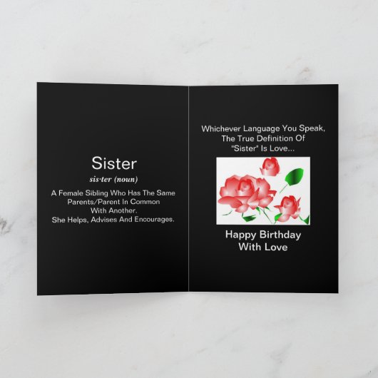 "Een zuster's Birthday"-Kaart -  Kaart (Binnen)