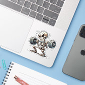 Een zwaar skelet dat werkt sticker (Laptop met iPhone)