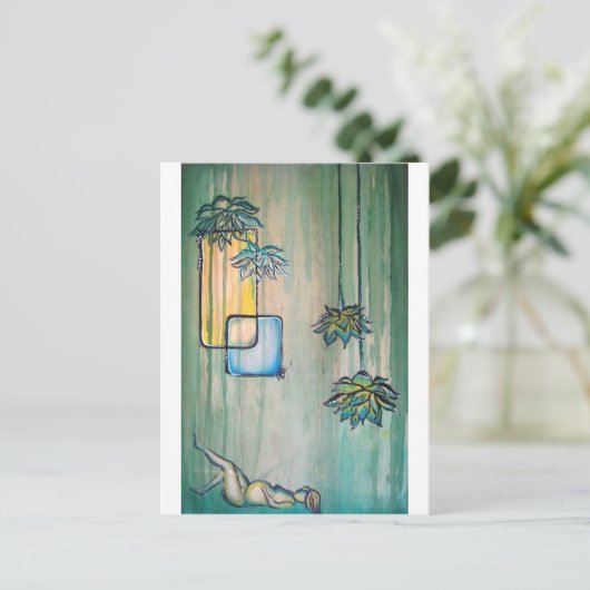 Een zwangere vrouw met lotusbloemen aankondigingskaart (Staand voorkant)